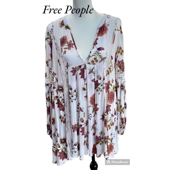 Free People SZ S Just The Two Of Us Floral Crotchet Tunic Dress - Picture 1 of 15